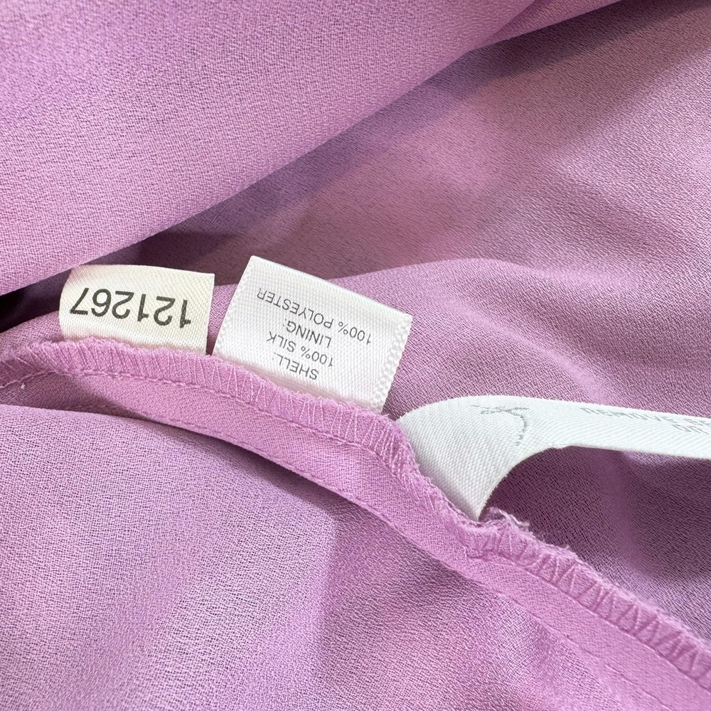 Ann Taylor Skirt Womens 10 Purple Pink Floral Silk Lined Fairy Ruffle Elegant - Picture 6 of 8
